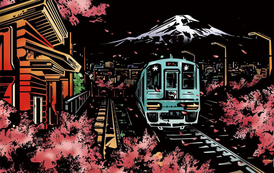 Scratch Canvas - Fuji Mountain (Train)